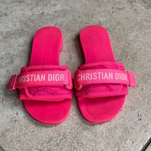 Dior Bright Pink Slide Sandals - Picture 8 of 16